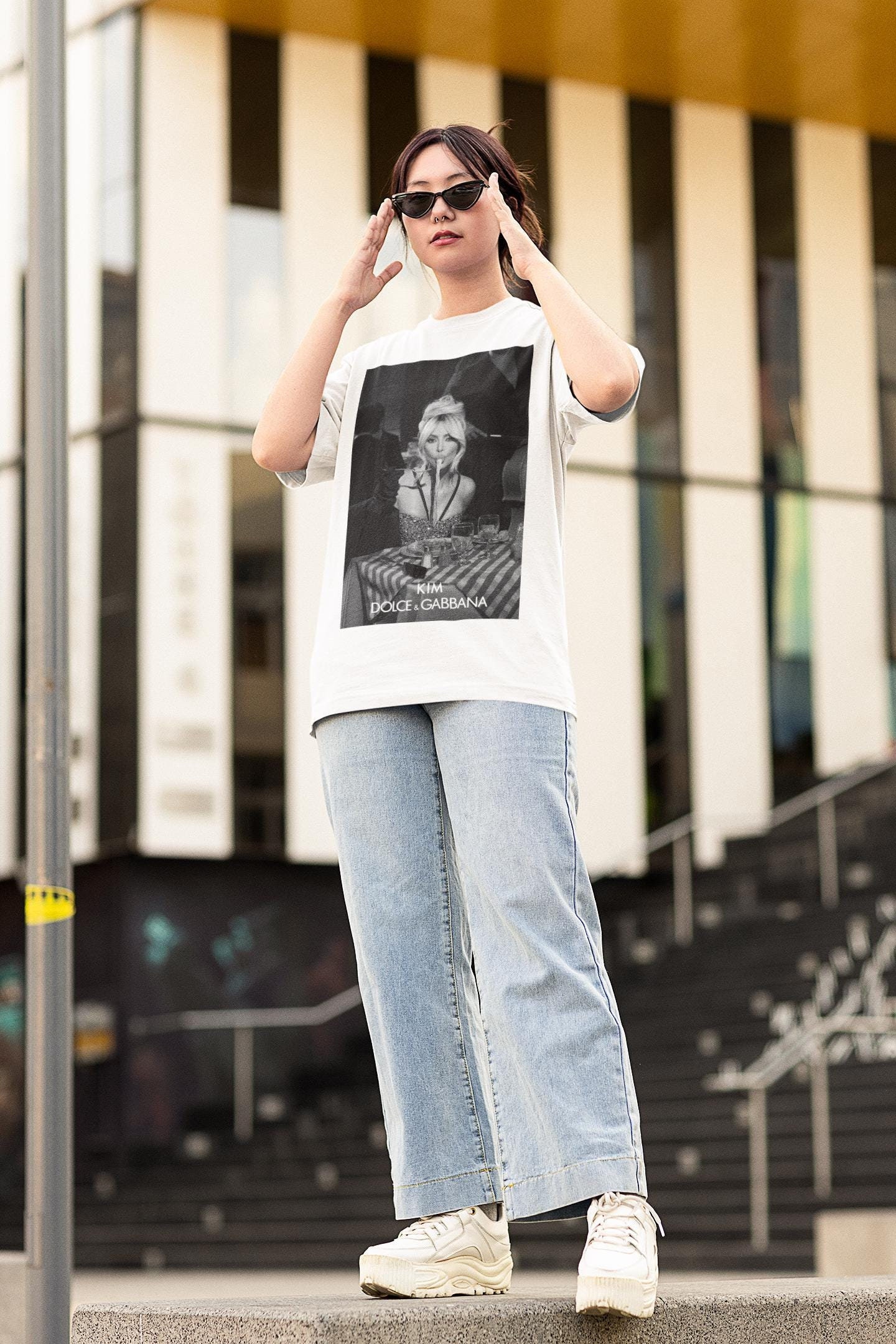 DOLCE & GABBANA Kim Kardashian コラボグラフィックTシャツ Dolce & Gabbana Kim Kardashian Graphic Print T-Shirt - White
