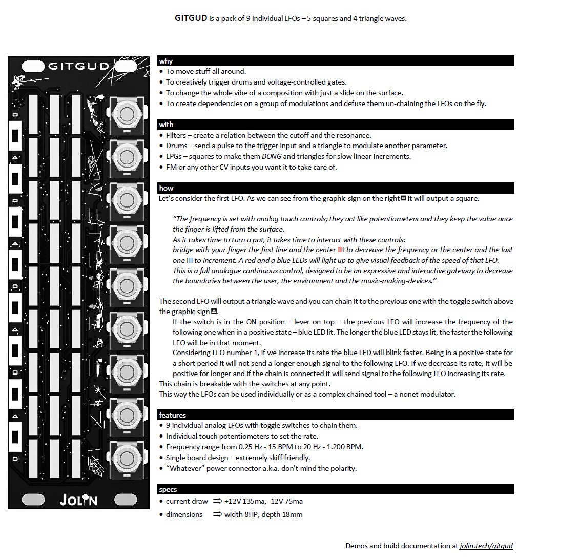 Jolin Lab Gitgud Touch-Controlled LFOs - Perfect Circuit