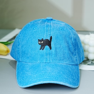 Embroidered Black Cat Dad Hats, Minimalist Cat Baseball Hats, Funny Black Cat Animals Cotton Caps, Unisex Hat, Animal Lovers Hats,Gifts Idea