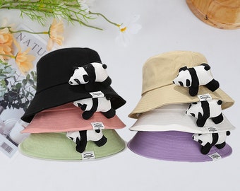 Cute Panda Bucket Hats, Adorable Cartoon Fisherman Hats, Kawaii Animals Vacation Hats, Summer Sun Visor Hats, Outdoors Hats, Gift for Her