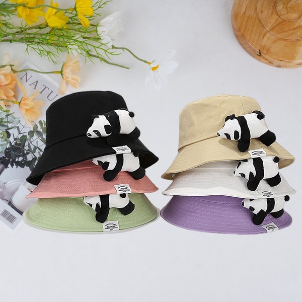 Cute Panda Bucket Hats, Adorable Cartoon Fisherman Hats, Kawaii Animals Vacation Hats, Summer Sun Visor Hats, Outdoors Hats, Gift for Her