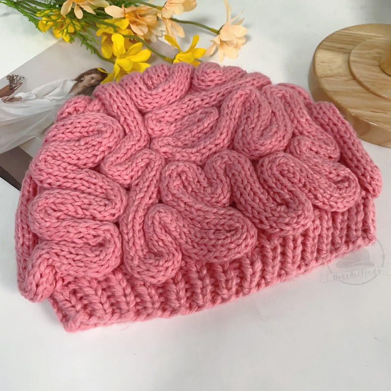 Creative Brain Design Knitted Hats, Funny Brain Beanie Hats, Cosplay Party for Adults, Autumn Winter Hats,Crochet Bonnet,Unique Gift for Her zdjęcie 6