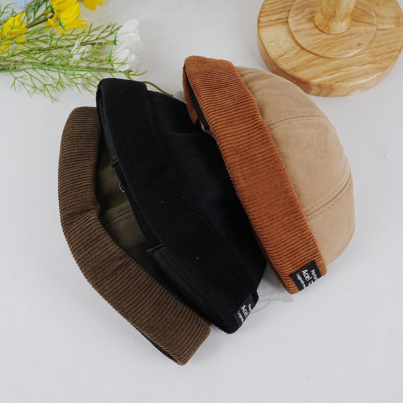 5 Color Vintage Brimless Docker Hats, Japanese Beanie Hat for Men&women ...