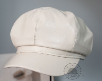 Chapeaux de gavroche en PU blanc de mode, chapeau de garçon de boulanger minimaliste pour femmes, chapeaux d’hiver d’automne pour dames, chapeaux de messager, chapeaux Gatsby, cadeau pour les filles