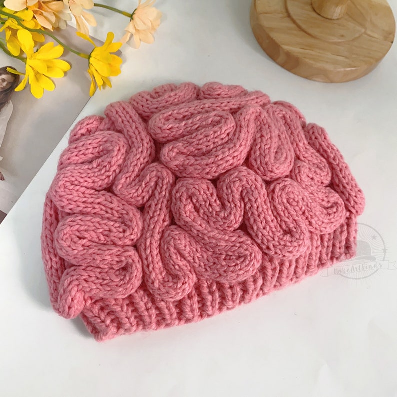 Creative Brain Design Knitted Hats, Funny Brain Beanie Hats, Cosplay Party for Adults, Autumn Winter Hats,Crochet Bonnet,Unique Gift for Her zdjęcie 2