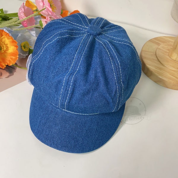 3 Color Women Denim Octagonal Hats, Spring Summer Newsboy Hats, Casual Gatsby Hats, Painter Messenger Hats, Retro Cabbie Hat, Gift for Her