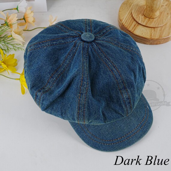 Vintage Women Denim Octagonal Hats, Autumn Newsboy Hats
