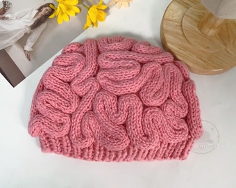 Creative Brain Design Knitted Hats, Funny Brain Beanie Hats, Cosplay Party for Adults, Autumn Winter Hats,Crochet Bonnet,Unique Gift for Her