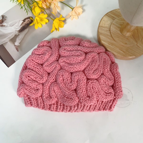 Creative Brain Design Knitted Hats, Funny Brain Beanie Hats, Cosplay Party for Adults, Autumn Winter Hats,Crochet Bonnet,Unique Gift for Her