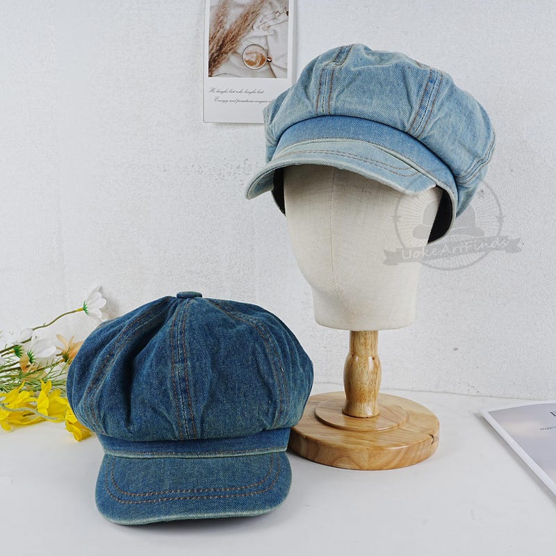 Adjustable Cabbie Cap For Women Denim Newsboy Cap - Adjustable 8