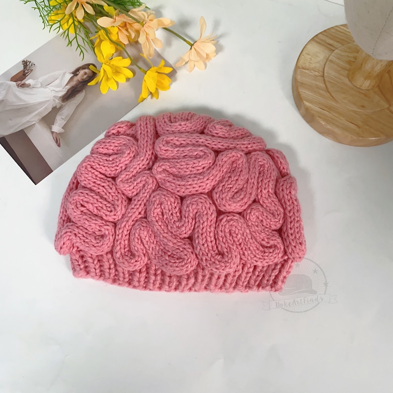 Creative Brain Design Knitted Hats, Funny Brain Beanie Hats, Cosplay Party for Adults, Autumn Winter Hats,Crochet Bonnet,Unique Gift for Her zdjęcie 7