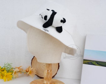 Süße Panda-Eimerhüte, entzückende Cartoon-Fischerhüte, Kawaii-Tiere-Urlaubshüte, Sommer-Sonnenblendenhüte, Outdoor-Hüte, Geschenk für Sie