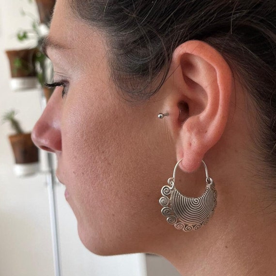 925 sterling silver earrings type rounded ethnic … - image 4