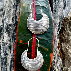925 silver earrings ethnic hoops type hand decorated Karen handmade unique