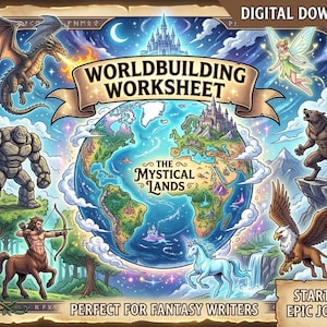 Worldbuilding Worksheet | Fantasy World Builder Template | Fiction Writing Planner | Novel Writing Tool | Instant Download