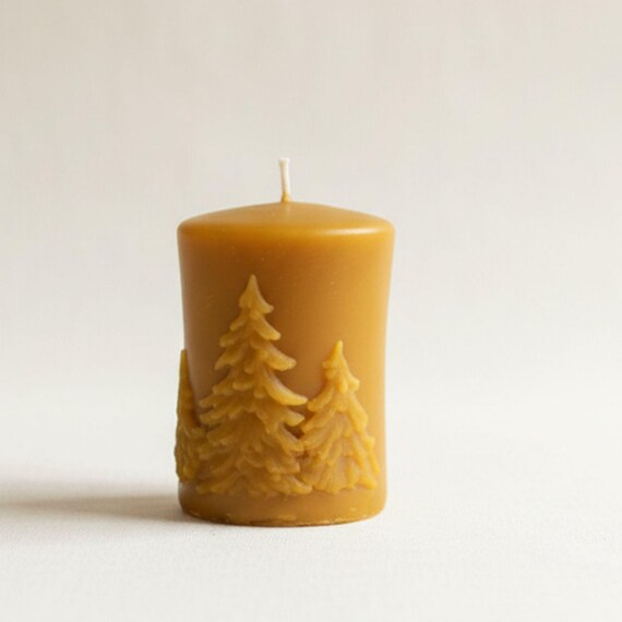 Natural Beeswax Candle Spruce Forest | Handmade Eco Candle Slow Living Decor | Beskids