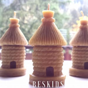 Kerze aus reinem Bienenwachs: Handgegossen, ungiftig, goldenes Leuchten