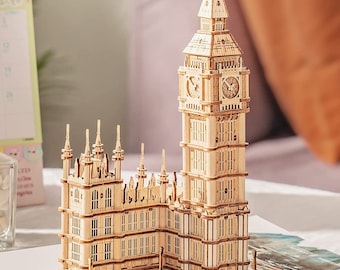 European Architecture 3D Wooden Puzzle DIY Assemble for Kids and Adults, Eiffel Tower and London Bridge Mini Building Kit Gift Set Idea