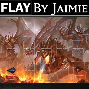 Tapete de juego YGO Sacred Beasts con bolsa de transporte gratuita / Tapete de juego de mesa Duel TCG personalizado de tela prémium / Impresión Ultra HD con superficie antideslizante /