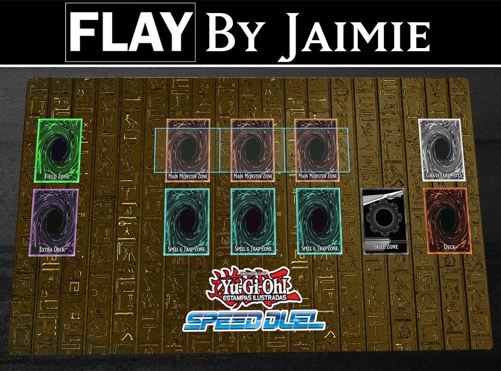 YGO Playmat Speed Duel Retro Classic Old-School Design with Free Carry Bag | Premium Fabric Custom Duel TCG Mat |
