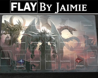 YGO Playmat Egyptian Gods with Free Carry Bag | Premium Fabric Custom Duel TCG Mat | Ultra HD Print with Anti-Slip Surface |