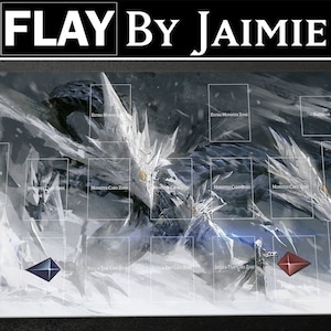 YGO Playmat Trishula Dragón de la Barrera de Hielo con Bolsa de Transporte Gratis / Tapete de Duelo TCG Personalizado de Tela Premium / Diseños de Zonas Múltiples /