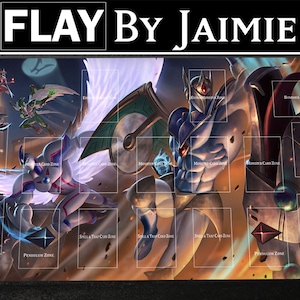 YGO Krabbeldecke Elemental Heroes vs Cyber End Dragon mit gratis Tragetasche | Premium Stoff Benutzerdefinierte Duel TKG Matte | Mehrzonen-Layouts |