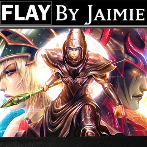 YGO Spielmatte Dunkle Magier mit Gratis Tragetasche | Premium Stoff Benutzerdefinierte Duel TKG Matte | Ultra HD-Druck mit Anti-Rutsch-Oberfläche |