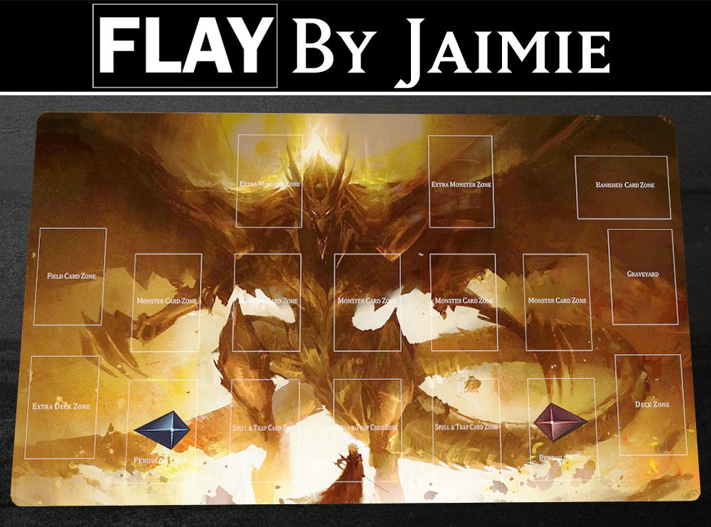 YGO Playmat The Winged Dragon of Ra with Free Carry Bag | Premium Fabric Custom Duel TCG Mat | Ultra HD Print with Anti-Slip Surface |