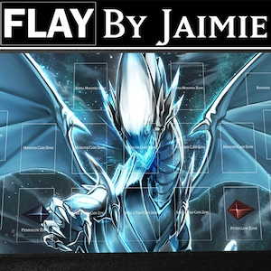 YGO Tapis de jeu Dragon blanc aux yeux bleus avec sac de transport gratuit | Tapis Duel JCC personnalisé en tissu haut de gamme | Impression Ultra HD avec surface antidérapante |