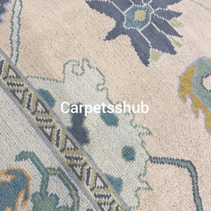 Muted  Pink Turkish Oushak Hand Knotted 4x6 5x8 6x9 8x10 9x12 10x14 Ft Authentic Handmade Rugs for Living Room - Antique Contemporary Rug