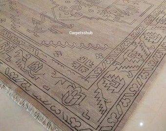 Beige Oushak Rug 7x10,8x10 Vintage Oushak Rug 9x12 Handmade Rug Antique Rug 12x14,12x18