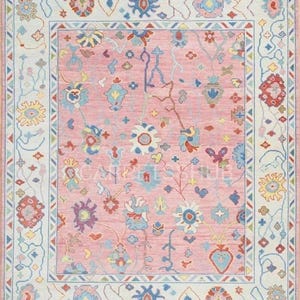 Turkish Pink Rug, New Handmade Pink Rug, Beautiful Pink Oushak Rug, Traditional Rugs, Modern Pink Oushak, Large Area Rug 10x14