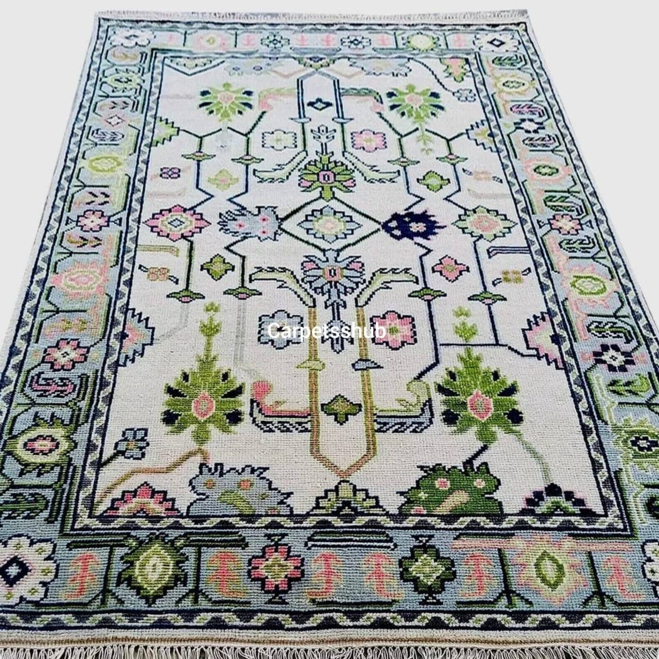 Premium White Oushak Rug With 