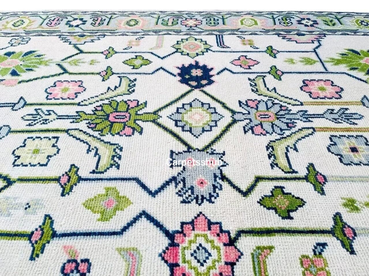 Premium White Oushak Rug With 