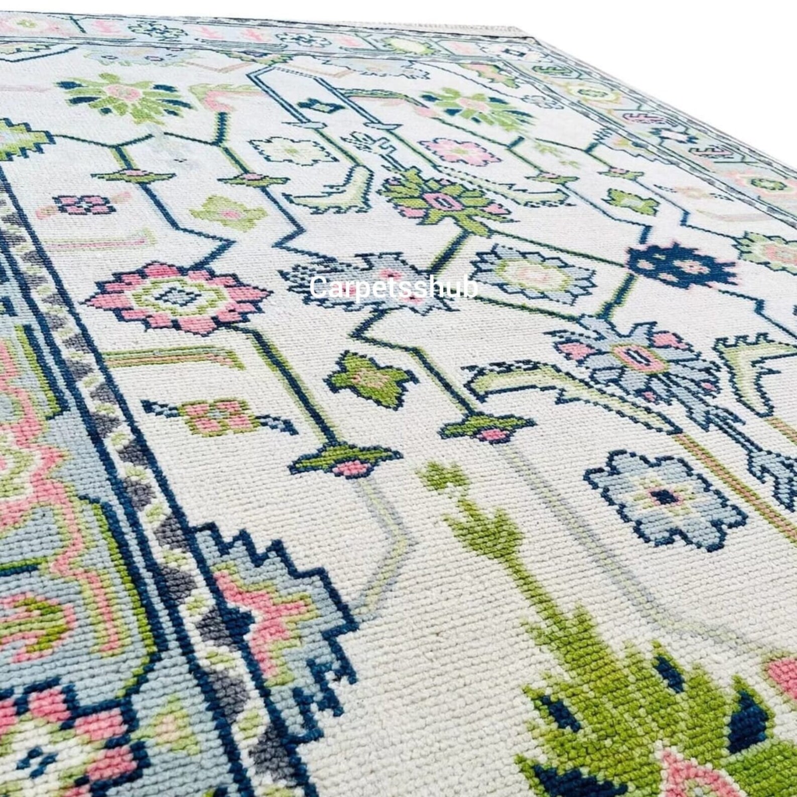 Premium White Oushak Rug With 