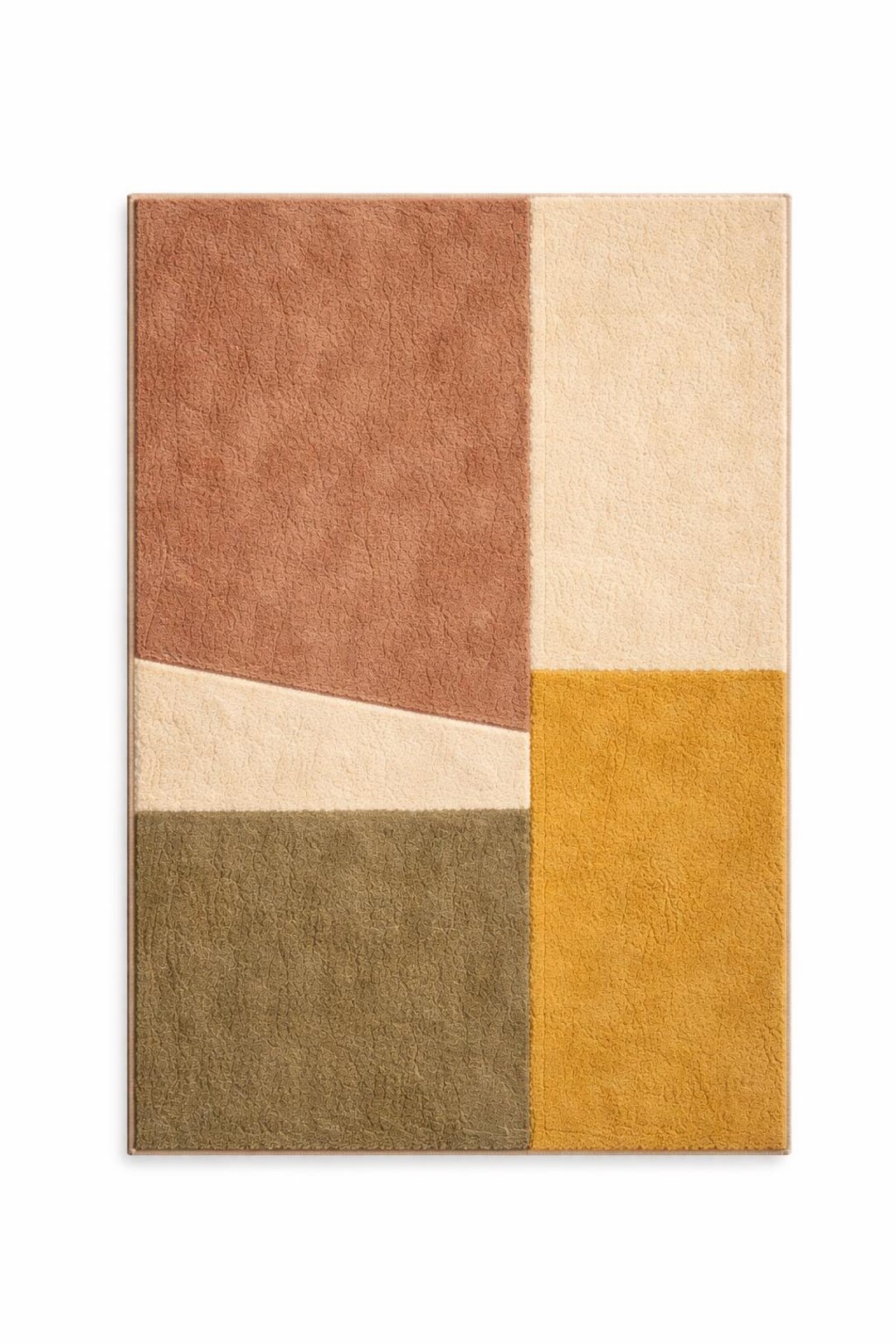 Abstract Earth Tone Rug – Modern Color Block Tufted Area Rug ...