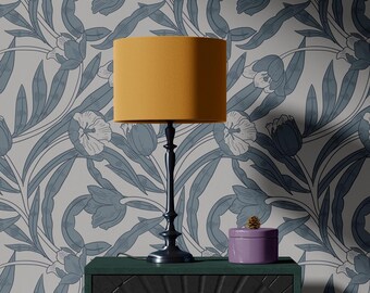 Grey Floral William Morris Wallpaper Peel And Stick Art Nouveau Wallpaper Botanical Wallpaper Vintage Flowers Wall Mural Unpasted