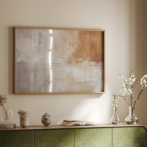 Arte murale minimalista neutra, tonalità terra, arte su tela contemporanea beige marrone, decorazione zen astratta, arazzo rustico