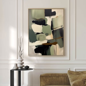 Gerahmte Leinwand Grün Wabi Sabi Abstrakte Moderne Japandi Kunstdruck Neutral Wohnzimmer Trendy Dekor minimalistisch Über dem Bett Wandbehang