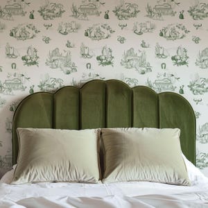 Rodeo Cowboy Mural Toile de Jouy Green Wallpaper Ranch Peel and Stick Rustic Country Wallpaper Desert Wall Art Farmhouse Kids Wall Covering