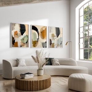 Set of 3 Wabi Sabi Neutral Wall Art Japandi Abstract Art Print ...