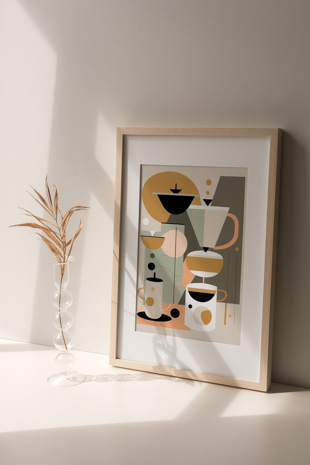 Retro Coffee Poster Mid Century Modern Kitchen Wall Art Coffee Cup ...