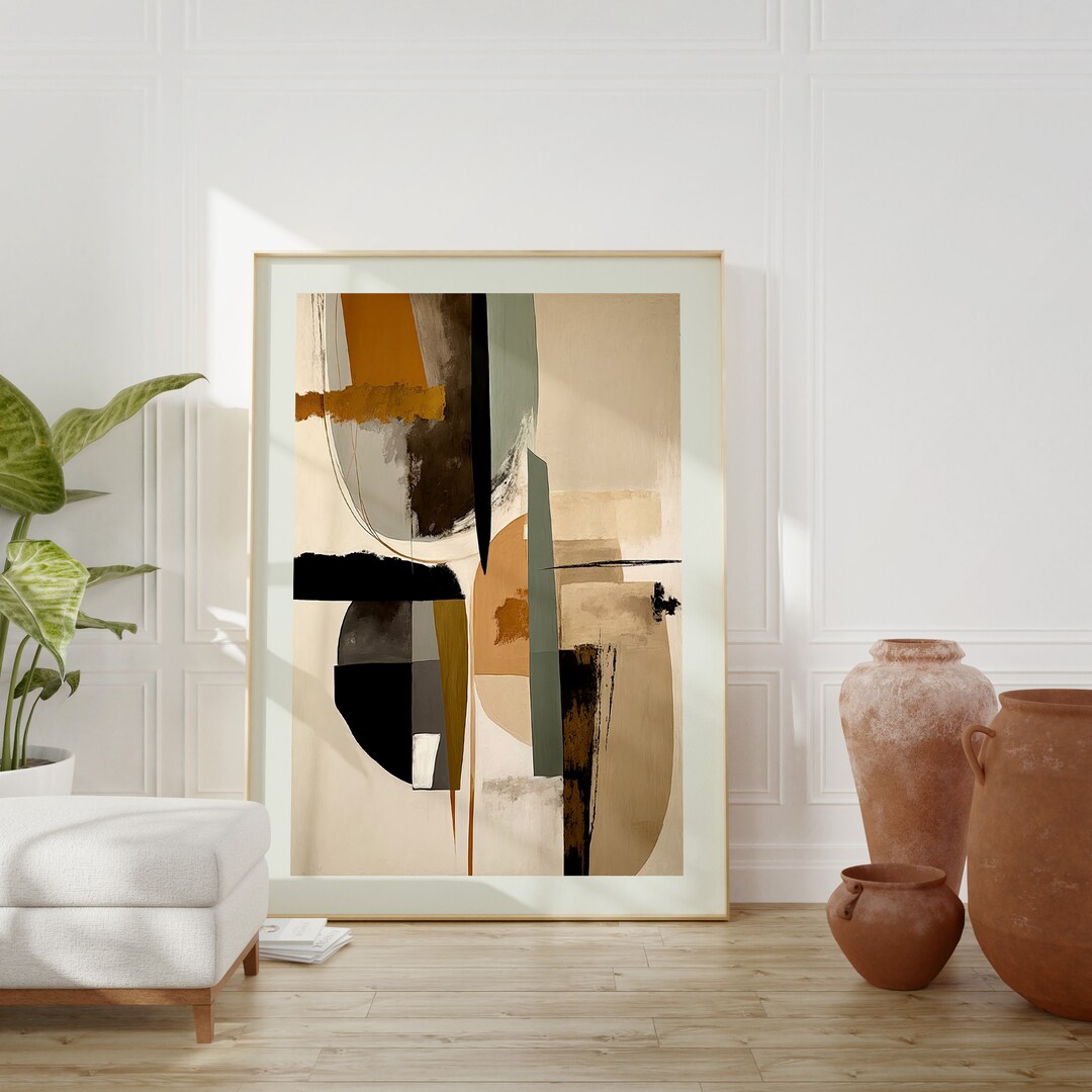 Wabi Sabi Neutral Wall Art. Japandi Abstract Art Print. Terracotta