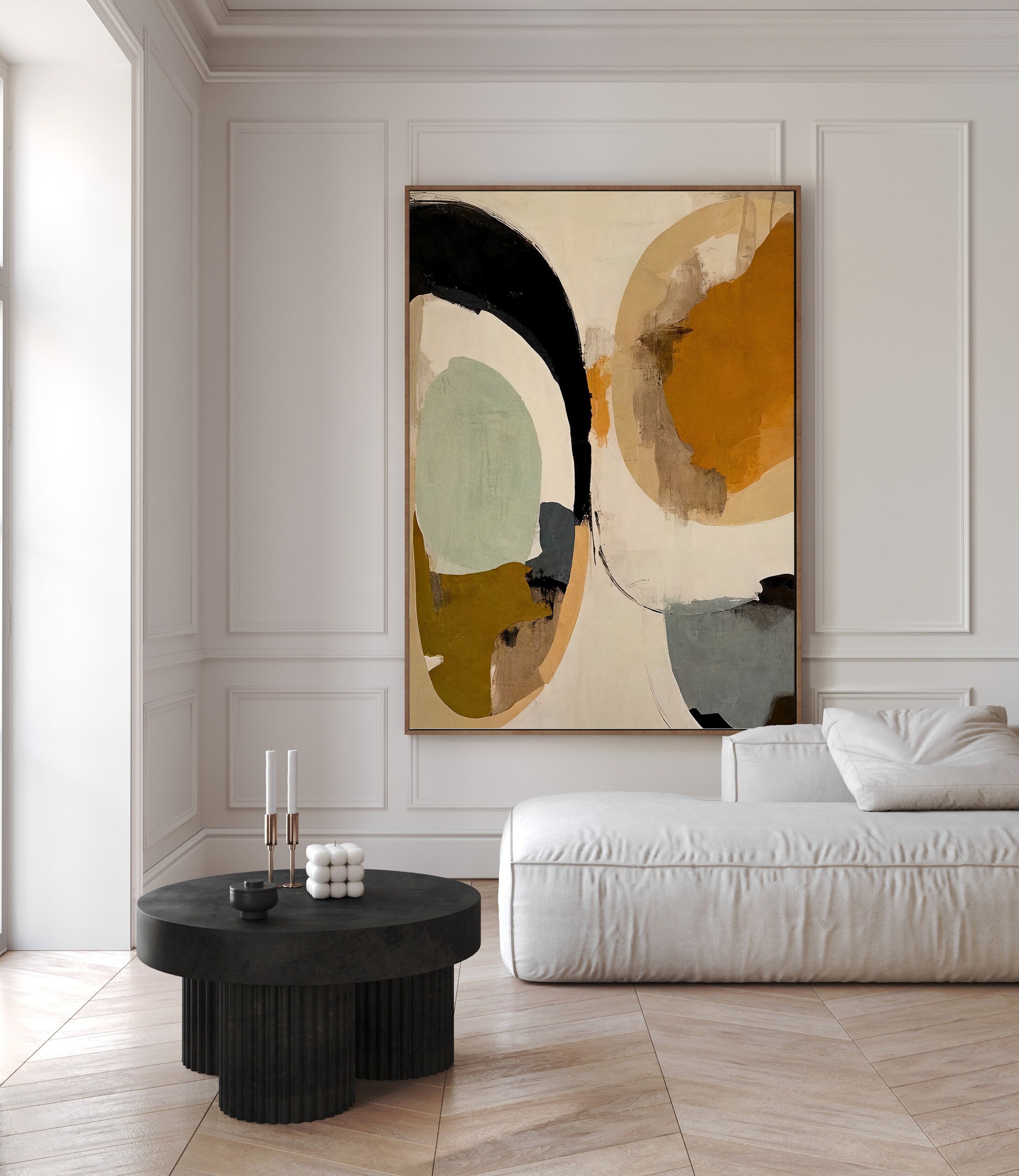 Framed Canvas Wabi Sabi Neutral Wall Art Japandi Abstract Art Print ...