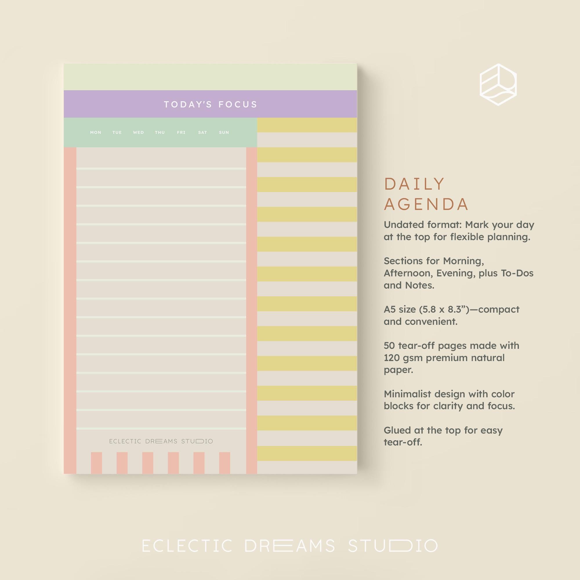 Brain Dump Notepad - Productivity Planner With 50 Undated Sheets For Daily Task Management