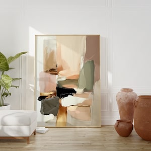 Blush Rosa Gold zeitgenössische moderne minimalistische Kunst Neutral Wabi Sabi Wand Kunst Japandi abstrakte Kunst Druck Pinselstrich skandinavisches Poster