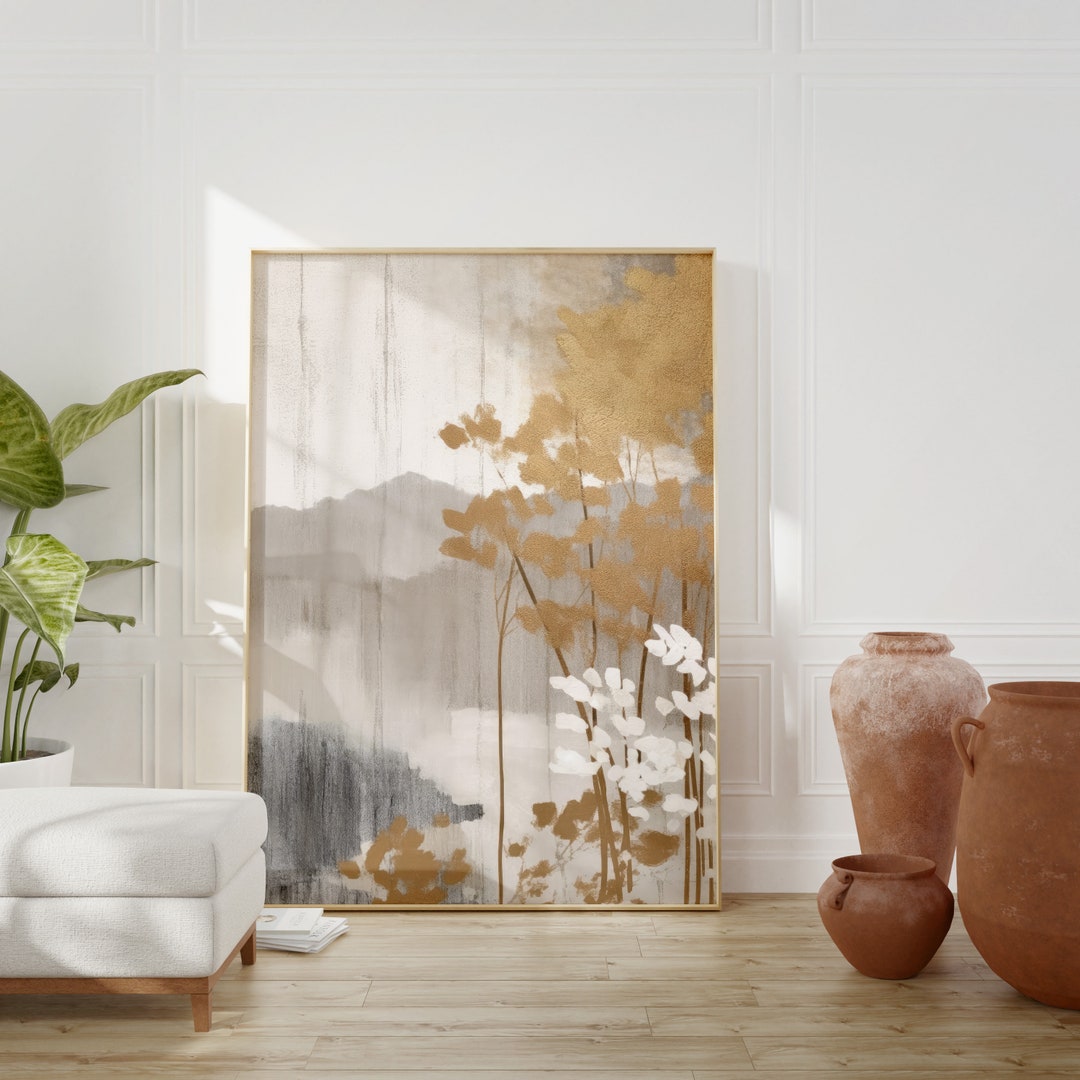 Japandi Neutral Wall Art Floral Wabi Sabi Abstract Nature Art Print ...