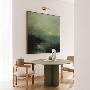 Abstract Green Canvas Wall Art Japandi Square Canvas Print Wabi Sabi Sage Green Wall Art Framed Landscape Bedroom Minimalist Nature Decor