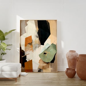 Stampa artistica astratta Japandi, colori terracotta, arte minimalista moderna, decorazioni scandinave, Wabi Sabi, arte murale neutra
